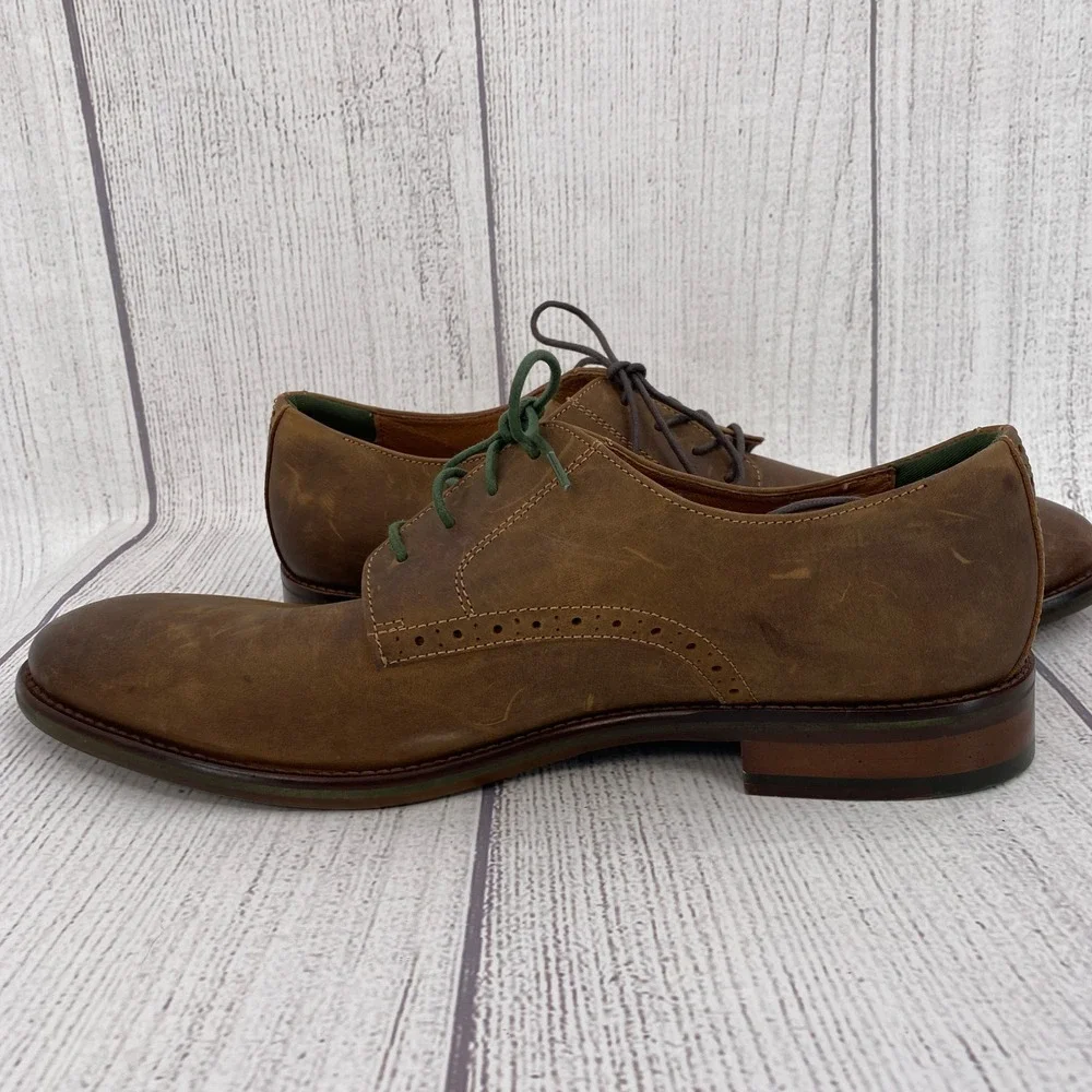 Johnston & Murphy Bostonian Oxford Shoes Mens 13 Brown Distressed Leather Brogue
